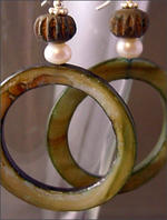 Mother of Pearl large hoop clip earrings