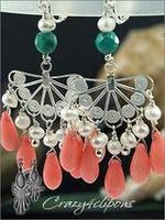 Coral chandelier clip earrings