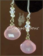 Pink and Pearls dangling clip earrings