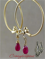 hoops with rubies clip earrings, avail as pierced