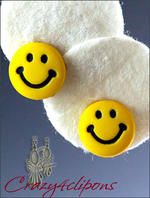 Smiley - happy face clip earrings