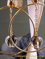 Smokey Quarts dangling hoop earrings