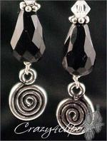 Onyx Spiral , Pierced & Non-pierced Earrings