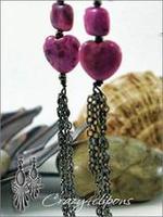 Pink gunmetal tassel large clip earrings