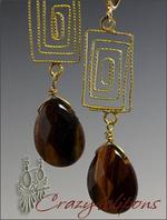 Tigereye dangling clip earrings