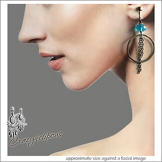 Edgy Crystal & Gunmetal Hoop Earrings | Pierced or Clips