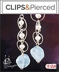 Sterling Silver Hoops with Aquamarine and Pearls Clip Earrings