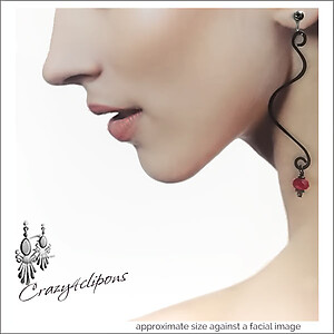 Edgy Black Wire Swirled Earrings| Pierced or Clips
