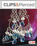 Blue Topaz Sparkle: Chandelier Clip Earrings