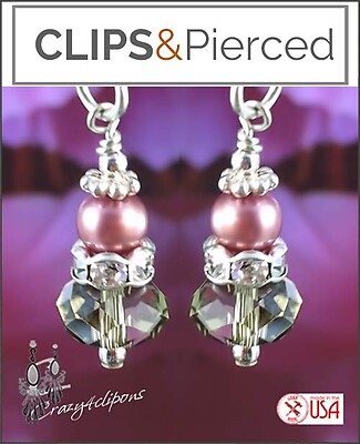 Crystals and Pearls Petite Earrings | Pierced or Clips