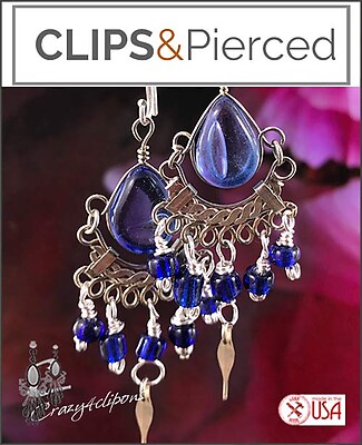 Trendy Light & Ethnic Chandelier Earrings. Clipon and Pierced