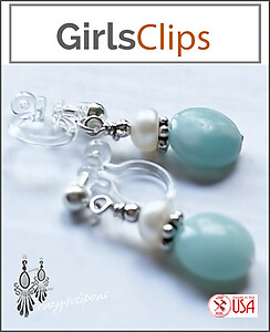 Seafoam Aventurine Clip-on Petite Clip Earrings