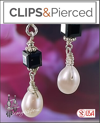 Chic Pearls & Swarovski Crystal Clip Earrings