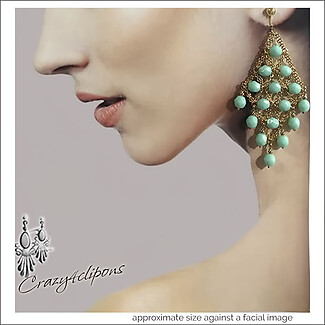 Seaside Chic: Seafoam Beaded Chandelier Clip Earrings