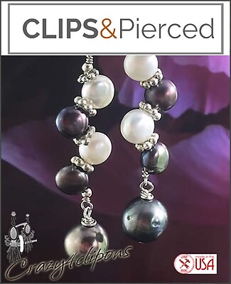 Chic Zigzag Pearls: Duo-Toned Clip Earrings