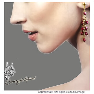 Fun & Festive: Cranberry Red Pearl & Gold Clip Earrings