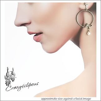 Charming Hoops: Bows & Pearls Clip Earrings