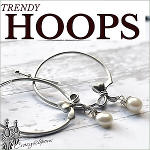 Dangling Pearl Hoop Earrings | Pierced or Clips