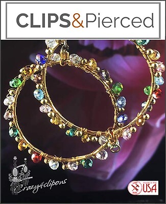 Colorful Hoop Earrings | Pierced or Clips
