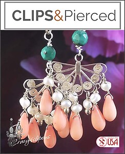 Spanish Pink Coral Filigree Earrings | Pierced or Clips