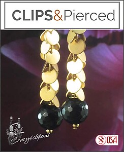 Coining Elegance: Matte Gold and Onyx Statement Earrings