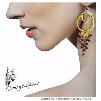 Fancy Gold Hoops with Rubies Earrings