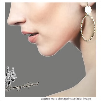 Long Sterling Silver Oval Hoop Earrings | Pierced or Clips
