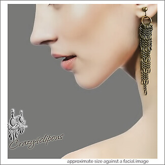 Antique Brass Tassel Chandeliers Earrings | Pierced or Clips