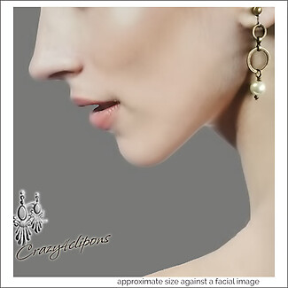 Antique Brass & Faux Pearl Earrings | Pierced or Clips