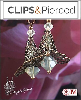 Crystal Brilliance: Antique Filigree and Crystal Clip Earrings