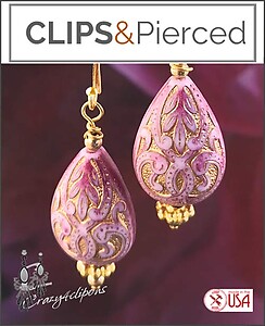 Opulent Pink Beauty: Exotic Etched Pink Earrings