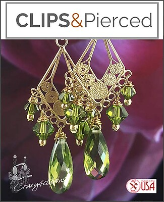 Pierced & Clip Earrings: Zirconia Green