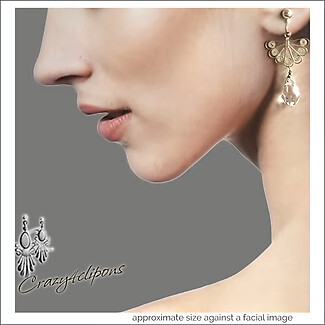 Sterling Silver Filigree & Crystal Earrings | Pierced or Clips
