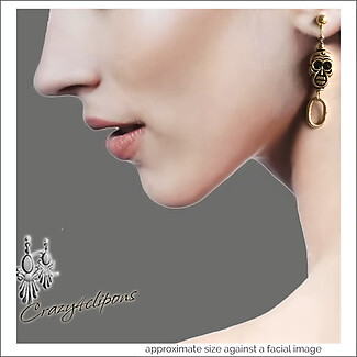 Golden Skulls w/ Crystals Mini Hoops | Pierced or Clips