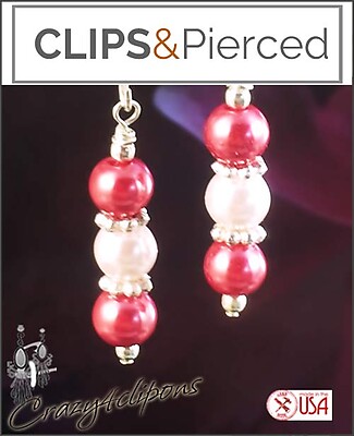 Sweet Pink Faux-Pearls Earrings | Pierced or Clips