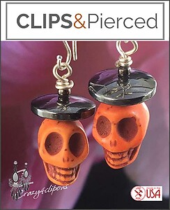 It's A Dead Mans Party. Skull Earrings | Pierced or Clips