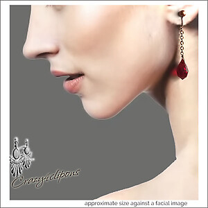 Radiant Crimson Glam: Sparkling Teardrop Clips Earrings
