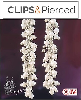 A String of Mini-Pearls Earrings | Pierced or Clips