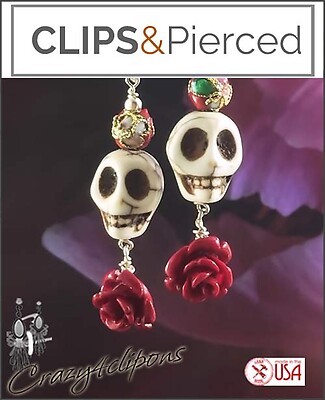 Fiesta Fun: Dia de Los Muertos Clip Earrings