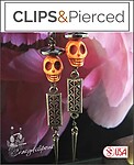 Hematite Crowned Dancing Skeleton Clip Earrings
