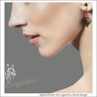 Antique Brass Hearts w/ Crystal Earrings | Pierced or Clips