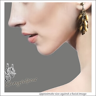 Bohemian. Wood Clustered Earrings | Your choice: Pierced or Clips