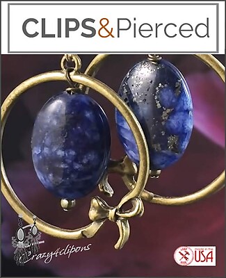 Bronze & Blues Earring Hoops |Pierced or Clips