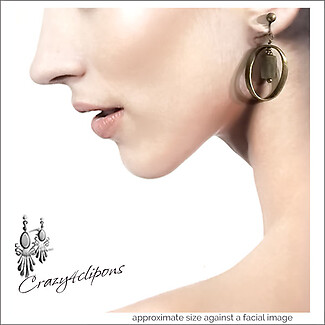 Bronze & Labradorite Hoop Earrings | Pierced or Clips