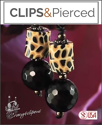 Wild thing - Leopard and Black Onyx Earrings