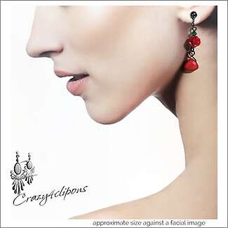 Ole Senorita! Red Heart Dangling Earrings | Pierced or Clips