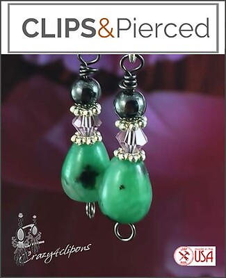 Tiny Treasures: Petite Green Aventurine Clip Earrings