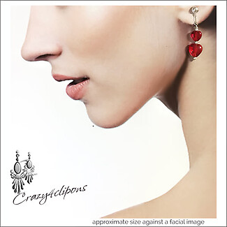 Heartfelt Chic: Red Hearts Clip Earrings.