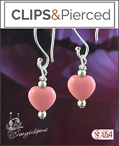 Sweet Romance: Petite Pink Hearts Clip Earrings