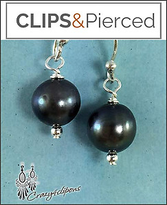 Pierced & Clip Earrings: Gray Clips earrings | fresh water pearls